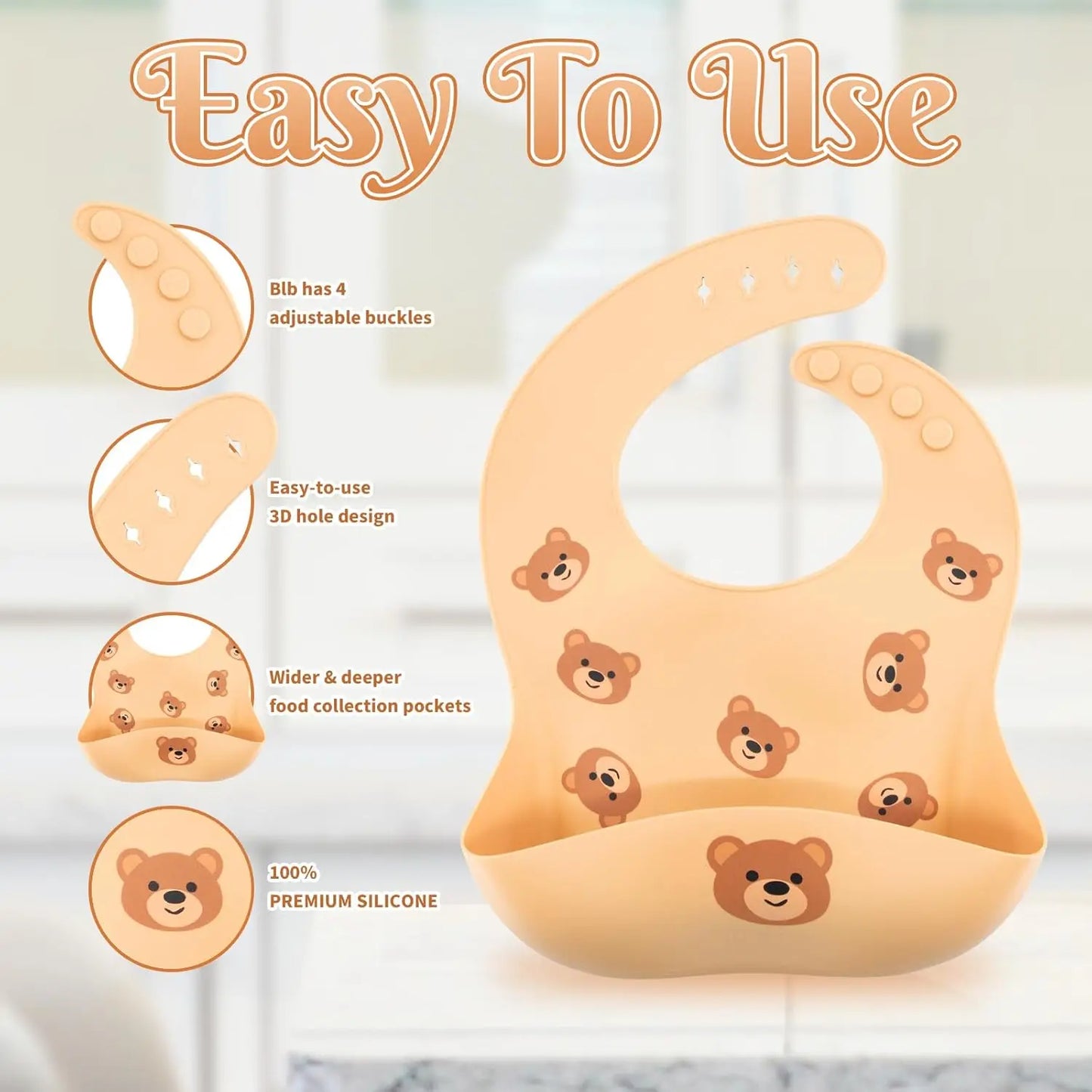 BPA Free Silicone Baby Feeding Set - Suction Bowl & Plate, Cup, Bib, Spoon & Fork, Toddler Tableware