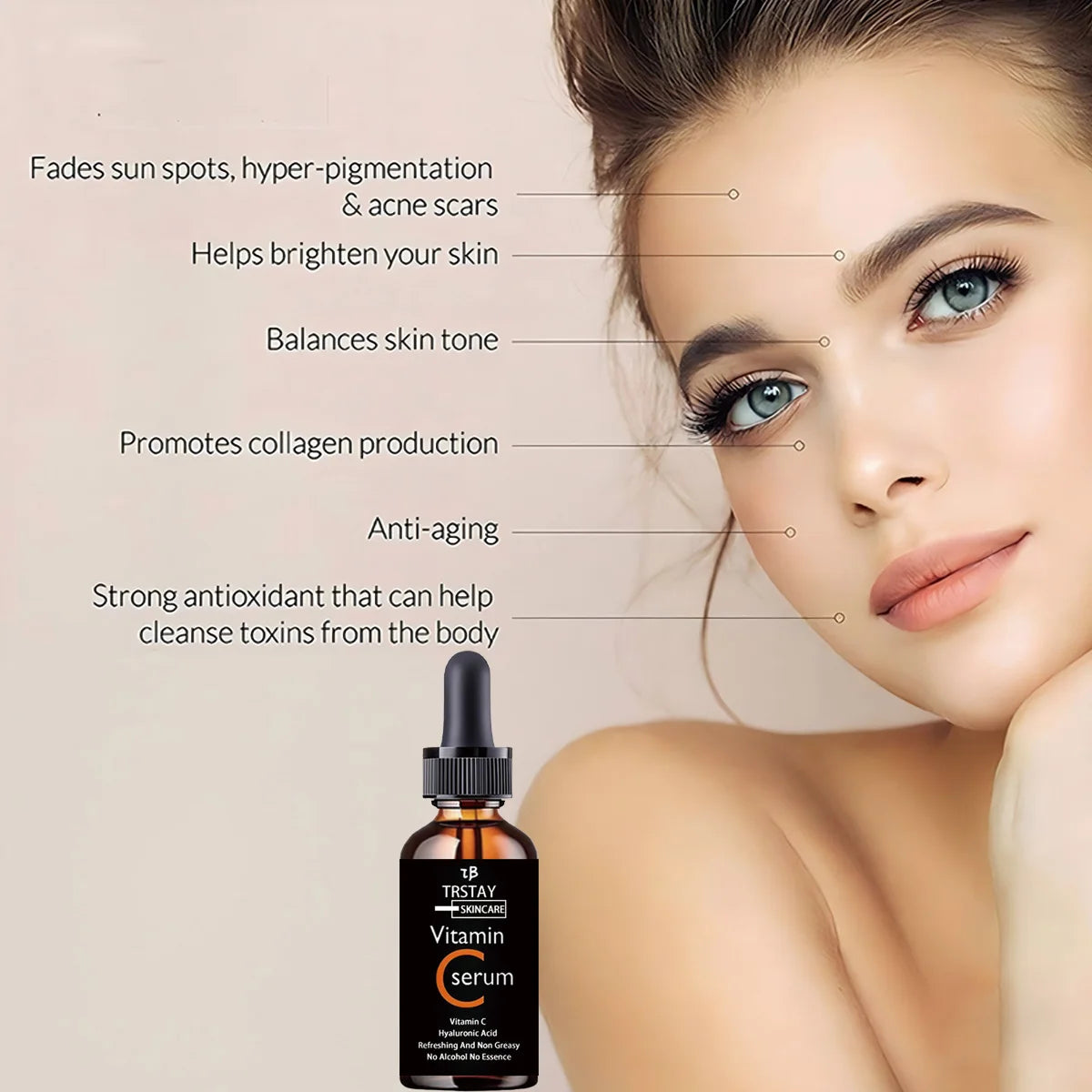 Vitamin C serum Face Serum Long Lasting Moisturizing Improve Roughness Lighten Spots Hyaluronic Acid Facial face lift Essence