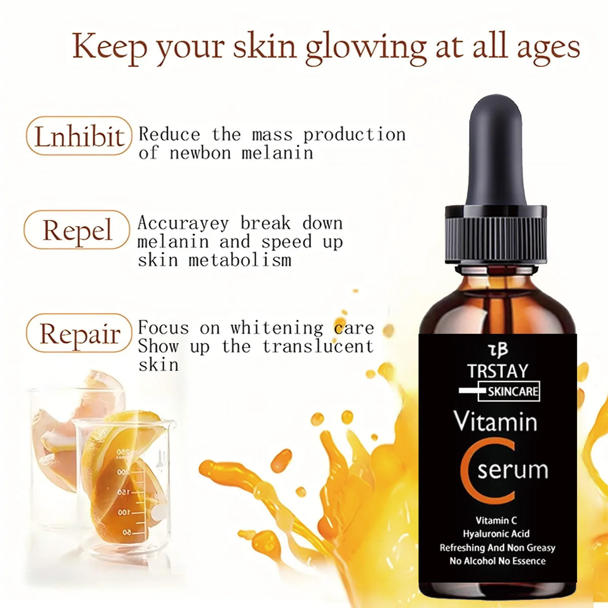 Vitamin C serum Face Serum Long Lasting Moisturizing Improve Roughness Lighten Spots Hyaluronic Acid Facial face lift Essence