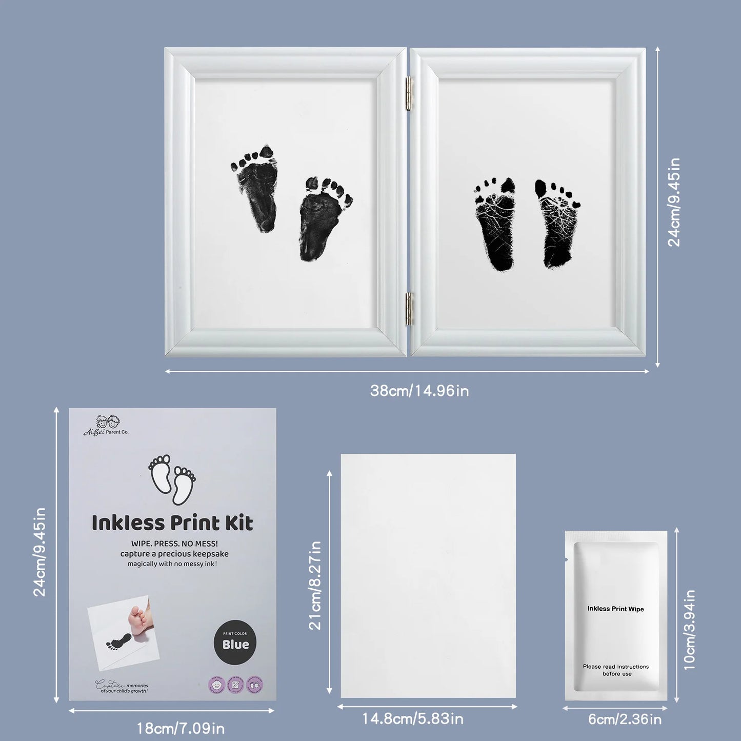 3 PCS Baby Ink Hand and Footprint Kit0 Handprint Picture Frame for Newborns Safe Clean Touch Ink Pad for Girls & Boys