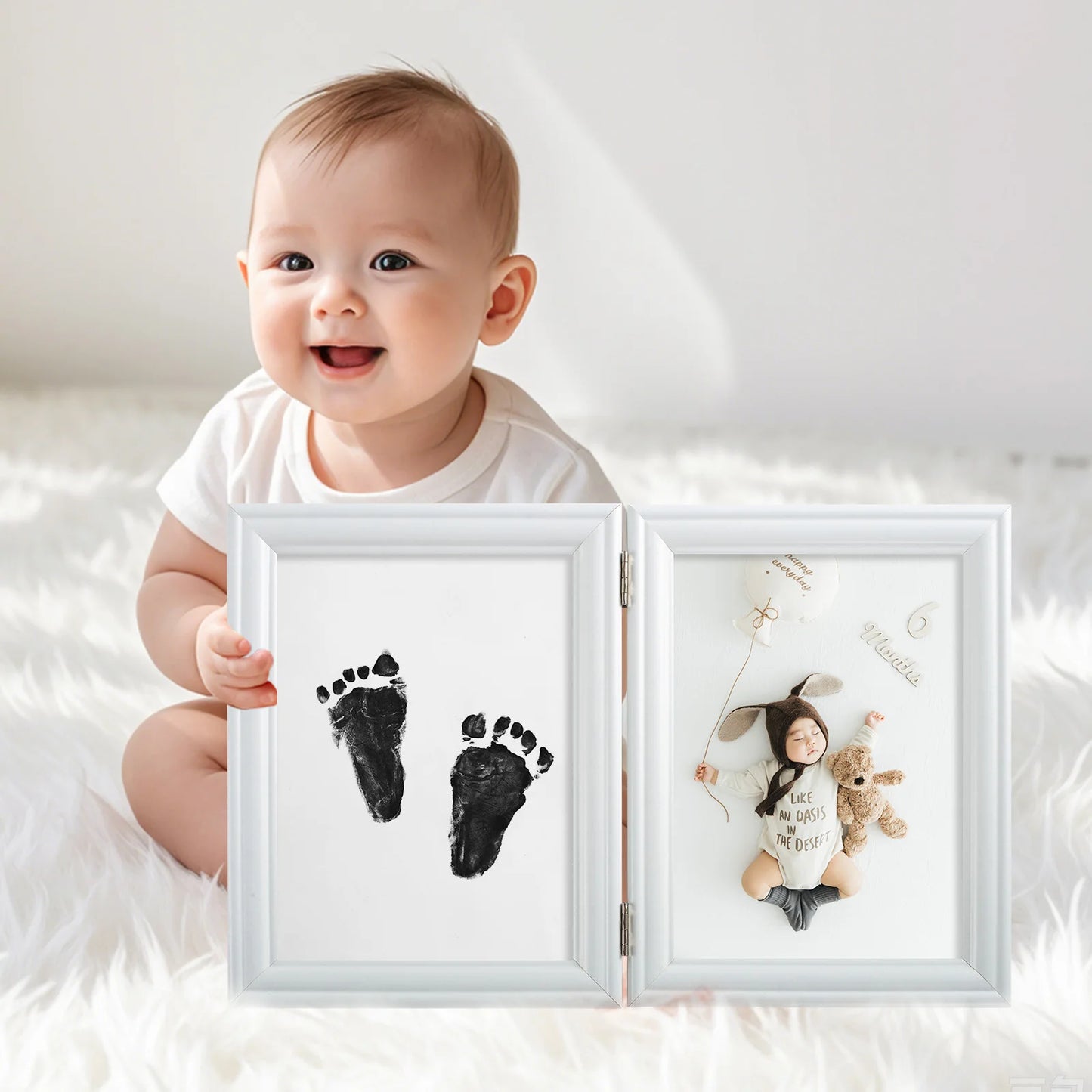 3 PCS Baby Ink Hand and Footprint Kit0 Handprint Picture Frame for Newborns Safe Clean Touch Ink Pad for Girls & Boys