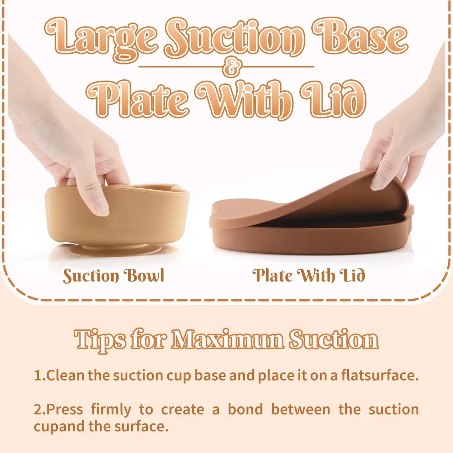 BPA Free Silicone Baby Feeding Set - Suction Bowl & Plate, Cup, Bib, Spoon & Fork, Toddler Tableware