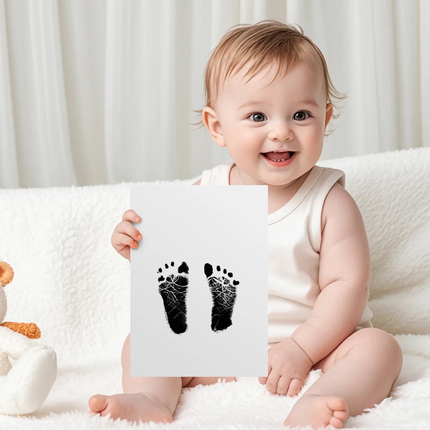 3 PCS Baby Ink Hand and Footprint Kit0 Handprint Picture Frame for Newborns Safe Clean Touch Ink Pad for Girls & Boys