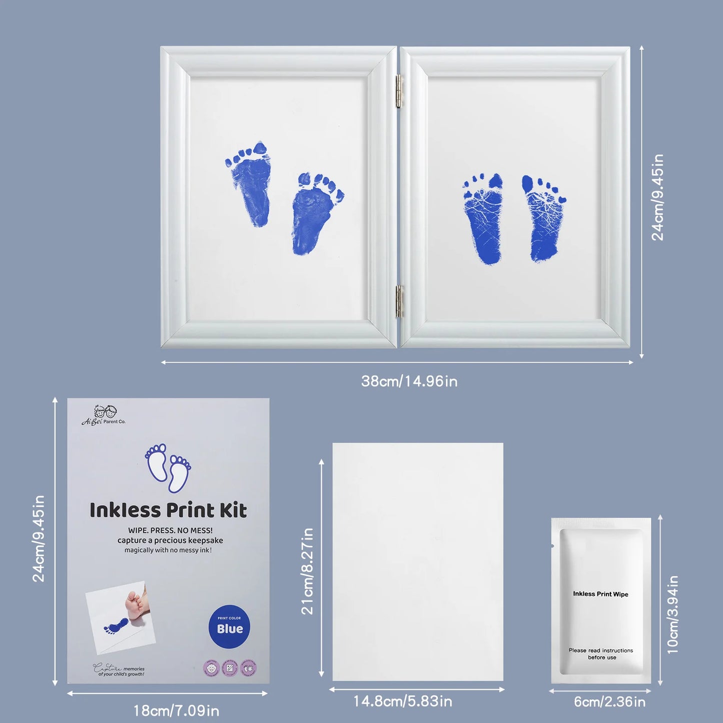 3 PCS Baby Hand and Footprint Kit Inkless No Mess Clean Touch Ink Pad Newborn Keepsake Frame Baby Handprint Footprint Kit