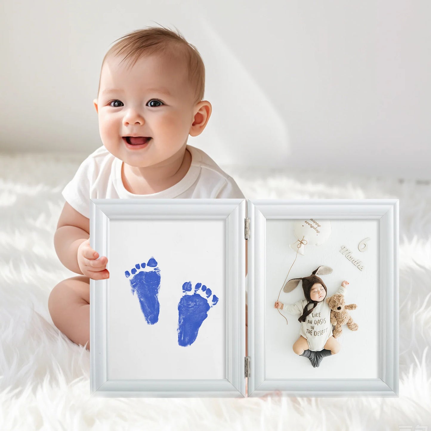 3 PCS Baby Hand and Footprint Kit Inkless No Mess Clean Touch Ink Pad Newborn Keepsake Frame Baby Handprint Footprint Kit