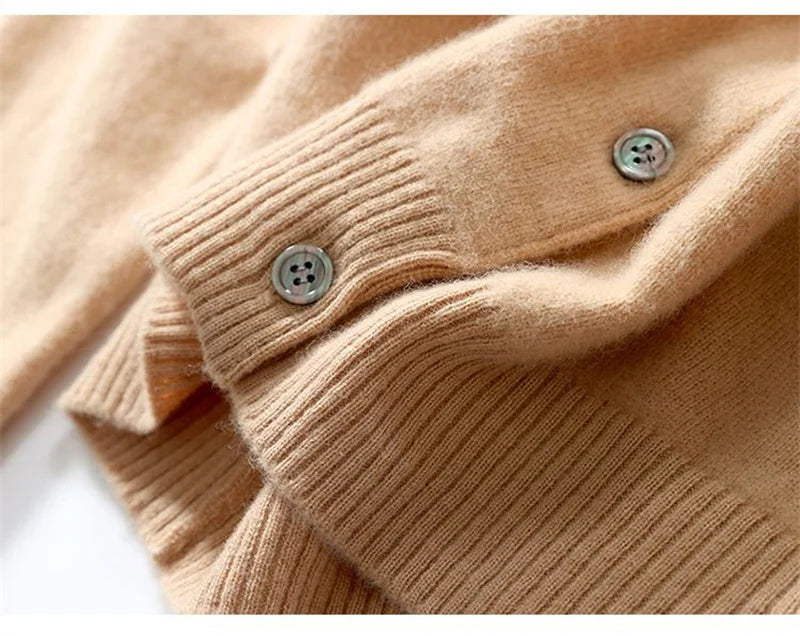 2024 Cashmere Sweater Cardigan Women Single Breasted Long Sleeve Elegant Vintage Jumper Solid Wool Knitted Autumn Winter Outwear