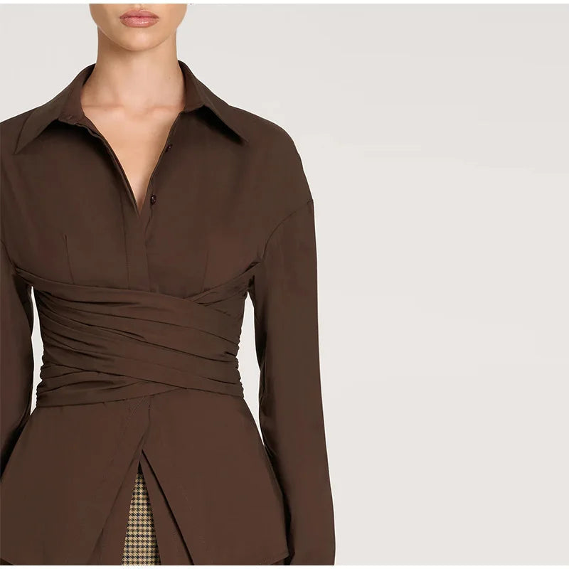 Fashion Solid Long Sleeve Shirts For Women Commute Elegant Single Breasted Blouse 2025 Holiday Summer Vacation Beach Street Tops