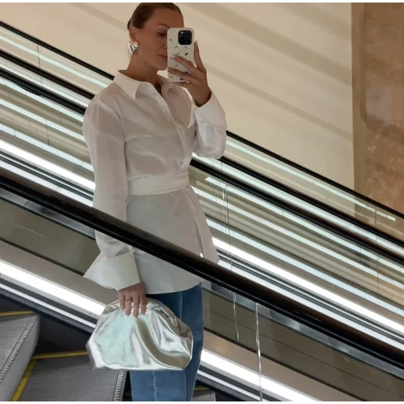 Fashion Solid Long Sleeve Shirts For Women Commute Elegant Single Breasted Blouse 2025 Holiday Summer Vacation Beach Street Tops